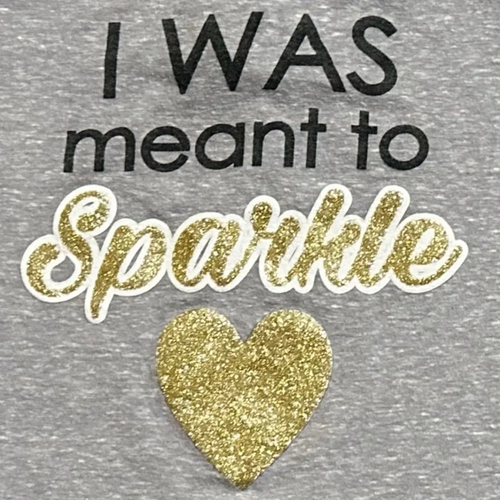 💞 Little Girls Size 5-6 Gray Glittery I Was Meant To Sparkle Tee